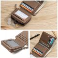 High Quality Carrken New Fashion Retro PU Leather Short Wallet Men 3 Fold Card Holder Multi-card Coin Purse.