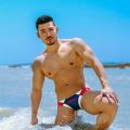 2020 New Sports Suits Men Swimwear Fashion Stitching Triangle Beach Swimming Trunks Surf Board Sunga Gay Bathing Suit Men. 