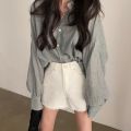 Korean Style chic New Summer Lapel Long Sleeve Shirt Women's Loose and Idle Lantern Sleeve Sun Protection Shirt for Air Conditioned Rooms. 