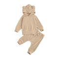 Newborn Baby 2-piece Outfit Set Long Sleeve Solid Color Hoodie and Pants Set for Kids Boys. 