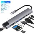 Doomhot 8 in 1 Type C Hub with 4K@60HZ USB C to HDMI RJ45 SD TF Card Reader 3 USB 3.0 Ports for. 