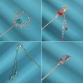 Vintage Chinese Style Hanfu Hair Stick Women Metal Glaze Hair Fork Hairpin Mystic.