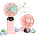 Portable Handheld Personal Rechargeable Fan LED Digital Display 90°Adjustable.