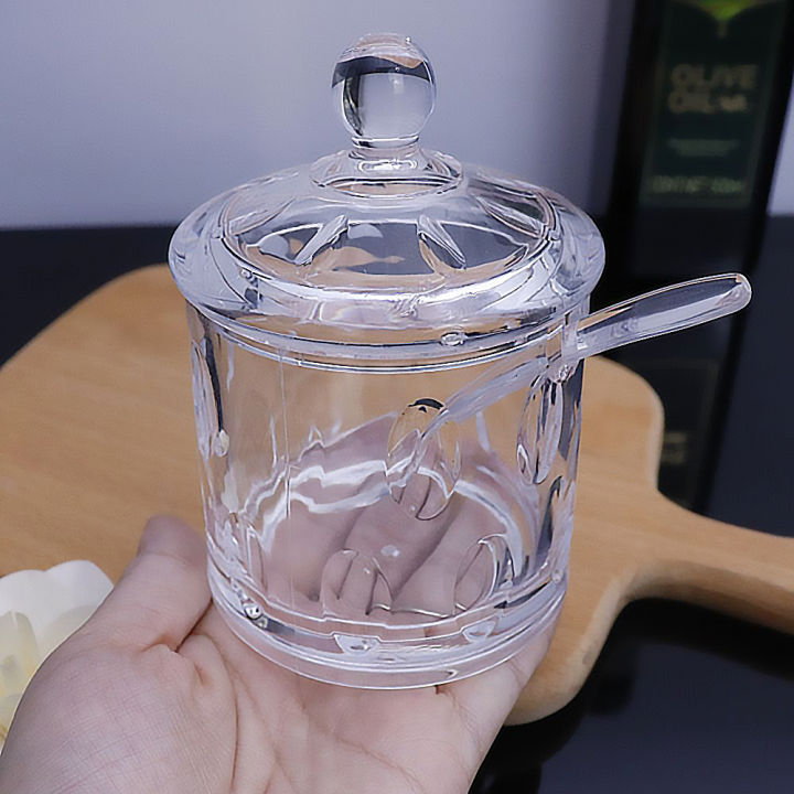 Clear Acrylic Storage Jar: Ideal for Jam, Salt, or Sugar in the Kitchen - K-1051A Model/325