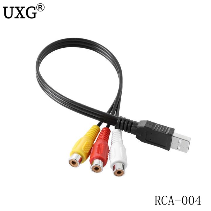 USB Male To 3 RCA Female Adapter Cable - 28cm Audio/Video Converter For HDTV & Devices 5 thumbnail image