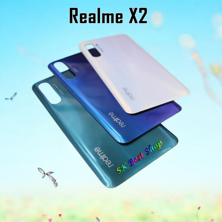 Realme X2 High Quality Tempered Glass Back Battery Cover Rear Housing Replacement Panel Case