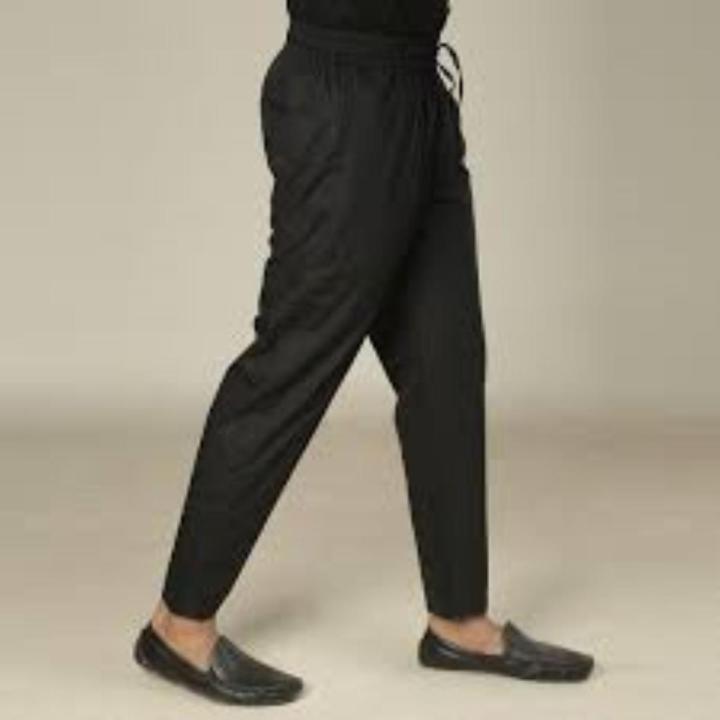 Cotton Narrow Fit Stitch Pajama Pants For Men- Black