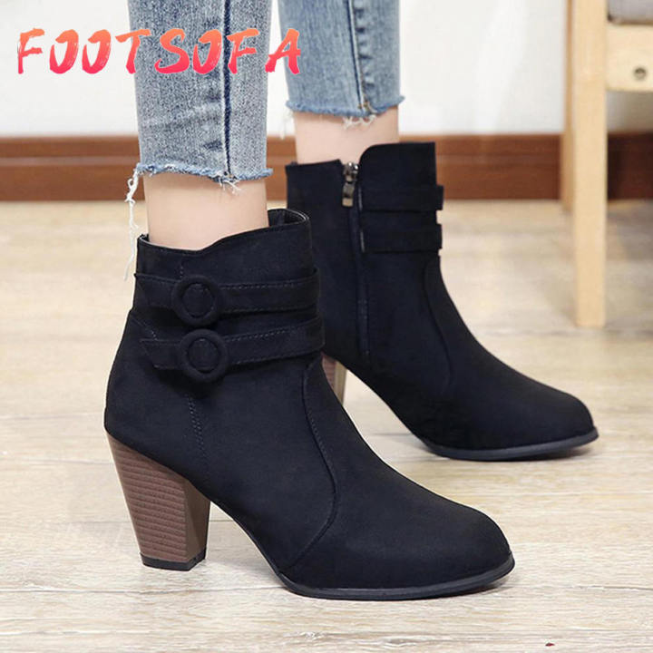 Korean%20Style%20Women's%20Sandals%20Lady%20Shoes%20Women's%20Belt%20Buckle%20Short%20Boots%20Night%20Thick%20Heel%20Boots%20Shoes%20Ankle%20Boots%20Wedge%20Sandals%20-%20Image%202