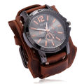 European and American cross-border jewelry manufacturers, retro domineering men's cowhide watches, double-layer hand-stitched punk bracelets.