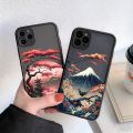 Japanese Aesthetic Mount Fuji Landscape Map Phone Case For iPhone 7 8 Plus 14 13 12 11 15 Pro Max Mini XR XS X Shockproof Cover. 