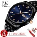 LouisWill Men Travel Fashion Watch Quartz Steel Strip Watches 30m Waterproof Luxury Luminous Business Wristwatches Outdoor Exercise. 