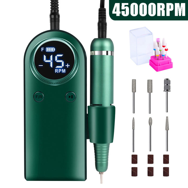 45000RPM Electric Nail Drill Machine Rechargeable Manicure Machine With LCD Display Portable Cordless Drill Set Nail Art Tools Lateil