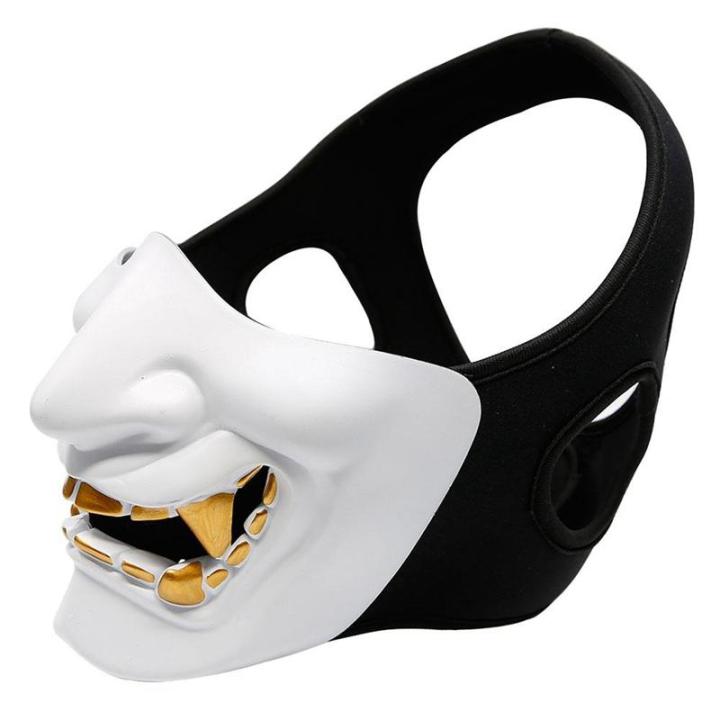 Halloween%20Costume%20Cosplay%20Tooth%20Decay%20Evil%20Demon%20Kabuki%20Samurai%20Half%20Cover%20Mask%20Party%20Scary%20Decoration,Black%20-%20Image%204