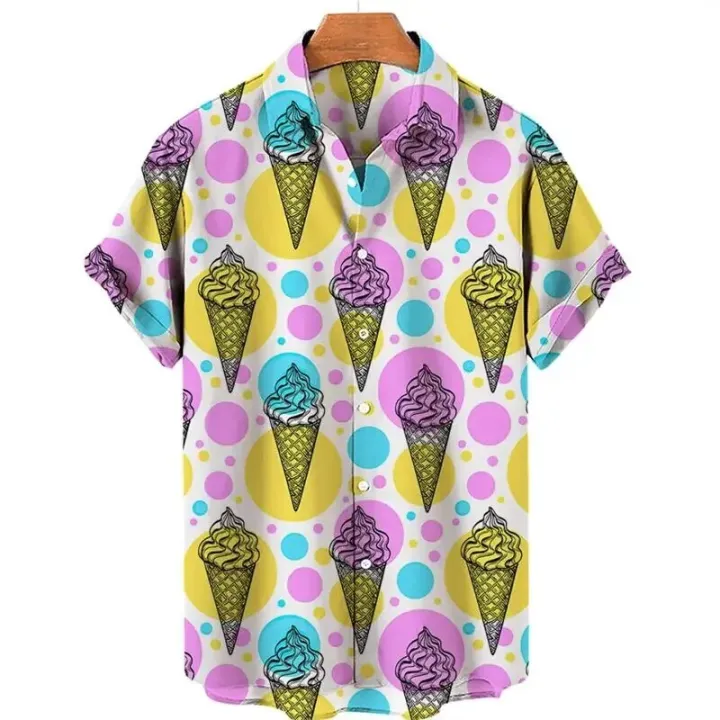 Ice%20Cream%203d%20Print%20Hawaiian%20Shirt%20Men's%20Clothing%20Tops%20Summer%20Casual%20Shirt%20For%20Men%20Fashion%20Men's%20Shirts%20Simple%20Lapel%20Shirts%20Man%20-%20Image%206