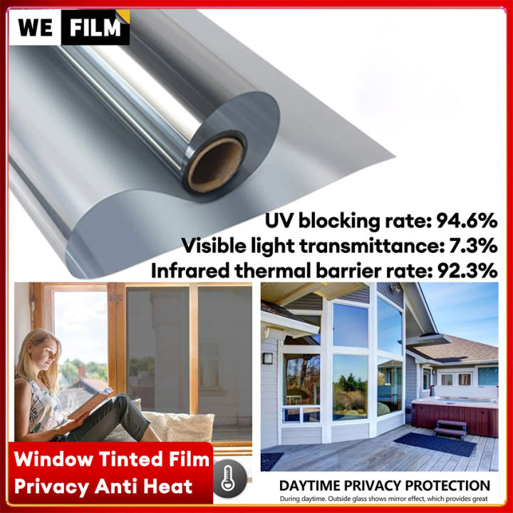 Window Tint One Way Privacy Window Film Anti-UV Heat Control Reflective Daytime Privacy Protection Glass Film for Home Office with Free Tools