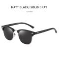 Trudren Unisex Classic Browline Polarized Sunglasses for Men Horn Rimmed Square Sun Glasses Womens Metal Rivets Sunglass RB3016. 