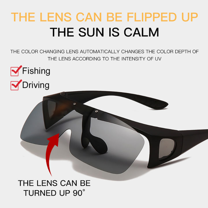 VIVIBEE%20Flip%20Up%20Polarized%20Fit%20Over%20Glasses%20Sunglasses%20Men%20Driving%20UV400%20Photochromic%20Fishing%20Goggle%20Outdoor%20Women%20-%20Image%203