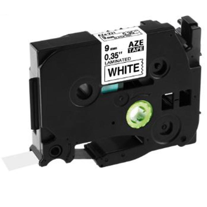 5Pcs Tze-221 9Mm Black on White Tze221 Tz221 Tze 221 Tz Tape for Brother P-Touch Label Maker Printer Laminated Ribbons , 9mm Label Tapes - Black