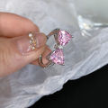 Stylish Pink Zircon Studded Crystal Duo Butterfly Open Ring.