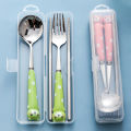 Toddler Cutlery Anti-oxidation No Groove Design Toddler Cutlery with Fork Spoon Chopsticks. 