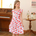 2 4 6 8 10 12 14 Years Children's Summer Dresses Cute Sweet Baby Girls Dresses Floral Printed Dresses for Girls Kids Clothes. 