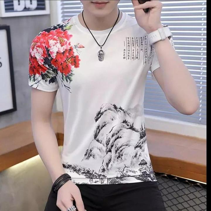 White Cotton short Sleeve t shirts for men- half sleeve round neck t