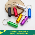 Waterproof Capsule Case Medicine Box Key Chain Ring Pillcase.