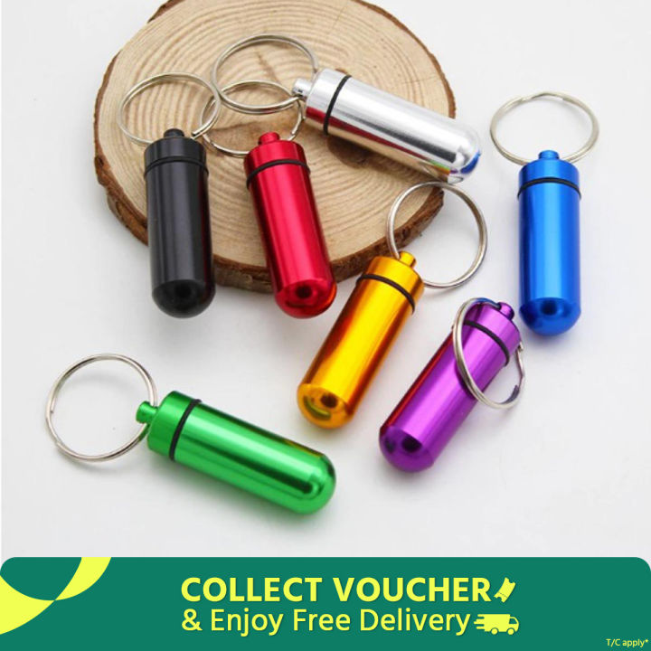 Waterproof Capsule Case Medicine Box Key Chain Ring Pillcase