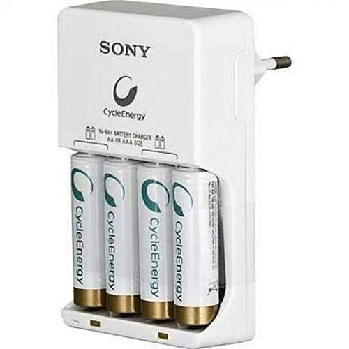 4 AA 2000 mAh Cycle Energy Rechargeable Battery and Power Charger - White