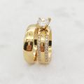 Ladies Big Stone cz Diamond Engagement Promise Anniversary Wedding Rings for Couples Dubai 24k Gold Plated Stainless Jewelry. 