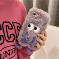 Korean Funny Fur Fluffy Monster Phone Case For iPhone 15 14 13 12 11 Pro MAX Cute Girl Winter Warm Back Cover Soft Plush Coque.
