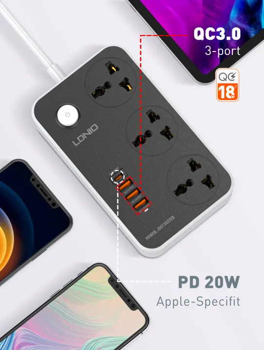 LDNIO%20Extension%20Socket,%203%20AC%20Sockets,%20Fast%20Charging%203%20USB%201Type-C%20Ports,%206.6Ft(2M)%20Extension%20Cord-EU%20Plug%20-%20Image%203