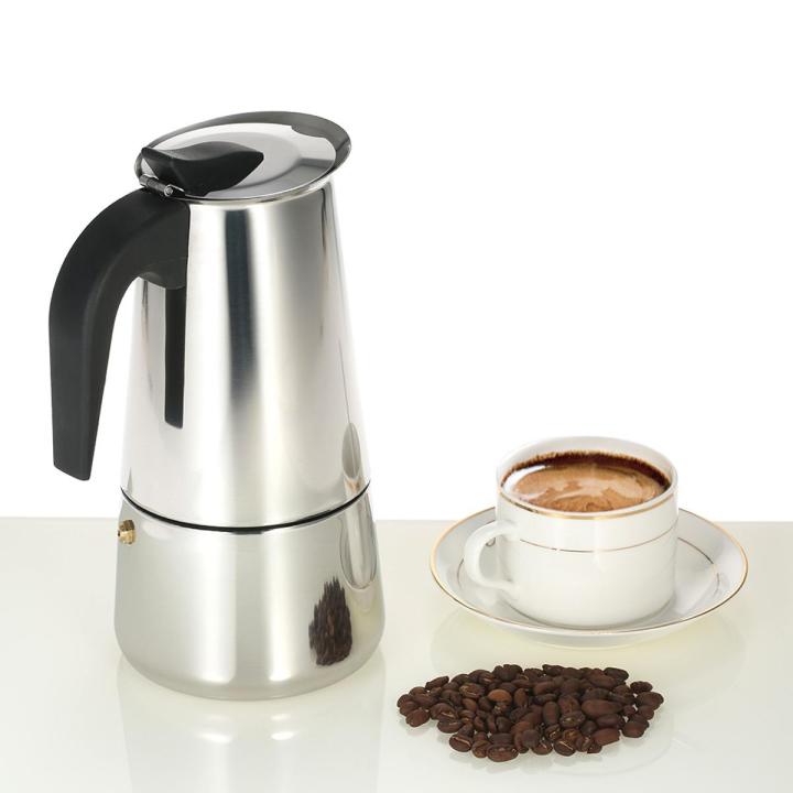 450ml 9-Cup Stainless Steel Espresso Percolator Coffee Stovetop Maker Mocha Pot for Use on Induction Cooker