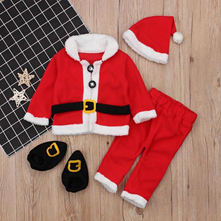 Male And Female Children Spring And Autumn Winter Long Sleeves Santa Claus Styling Dress Up Four Sets