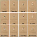New Moon Star Crystal Birthstone Pendant Necklace For Women Choker Mom Birthday Jewelry Gift Gold Color Clavicle Chain Card. 