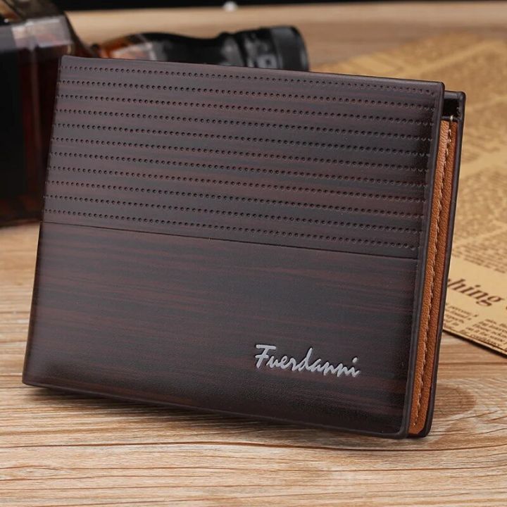 Men's Wallet Short Shape PU Leather Fashion Bank Card Holder Nordic Style Travel Commerce Gathering Young Trend