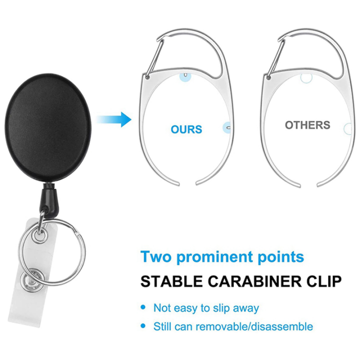 NXFDSIOZ%204%20Pcs%20Badge%20with%20Clips%20Retractable%20Badge%20Reel%20Carabiner%20Reel%20Clip%20Card%20Holders%20for%20ID%20Card%20Key%20Badge%20Holder%20-%20Image%205