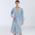 Gent's Comfortable Plus Size Water-Absorbing Quick-Drying Spa Sweat Bathrobe Couple Robes Pajamas Thin Kimono Waffle for Men’s. 