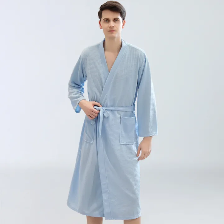 Gent's%20Comfortable%20Plus%20Size%20Water-Absorbing%20Quick-Drying%20Spa%20Sweat%20Bathrobe%20Couple%20Robes%20Pajamas%20Thin%20Kimono%20Waffle%20for%20Men%E2%80%99s%20-%20Image%204