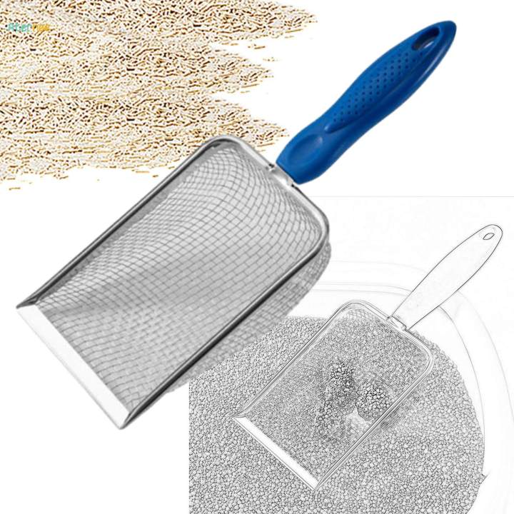Cat Litter Cleaning Tool Kitty Metal Scooper for Bunny Puppy Kittens 2.0X2.0mm mesh