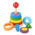 Baby Kids Wooden Rainbow Ring Geometric Building Blocks Stacking Game Puzzle Toy. 
