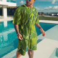 Summer Casual Beach T Shirt Shorts 2 Piece Set Oversized Men's Sports Suits 3D Print Short Sleeve Tracksuit O-neck Men Clothing.