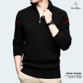 GoodMan Premium Quality Black Color Full Sleeve Zipper Sweater for Men..