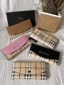 Premium Checkered Long Wallet for Women - Classic Plaid Card Holder & Purse Set - Stylish Flap Wallet with Button Closure - Multiple Colors.