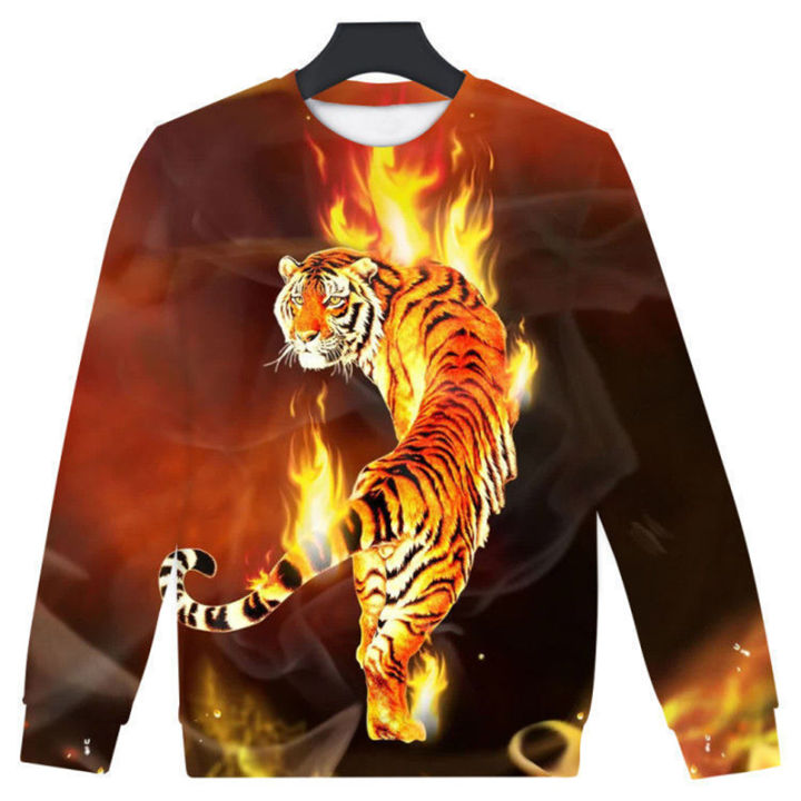 Tiger animel 3D graphic t shirts long sleeve t shirt men chilren clothes streetwear breathable oversized T-shirt tops tees
