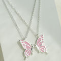 Trendy 2 Pcs/set Butterfly Necklace for Couple Gift - Butterfly Pendant Card Necklaces for Girls Simple Stylish.