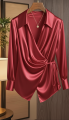 Women’s Soft Satin Silk Top – Stylish Wrap Design.