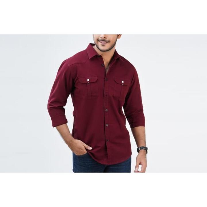 Maroon colour Long sleeve casual shirt for men