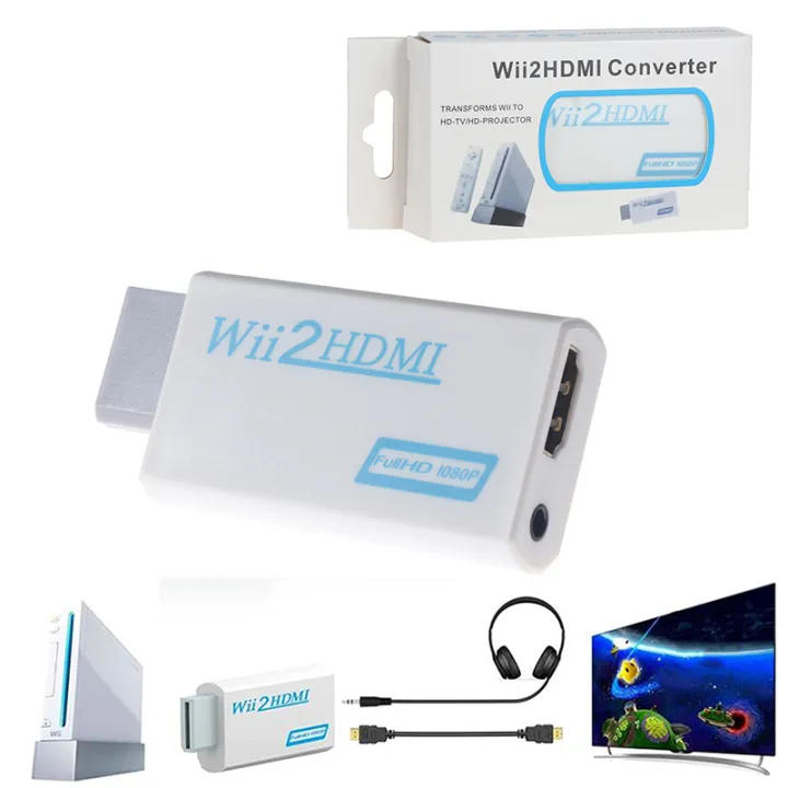 【DIV MALL】(NEW)1pc Wii to HDMI adapter 2hdmi full HD Converter audio output adapter for PC HDTV higho