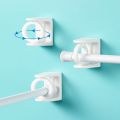 Rotatable Curtain Rod Bracket Self Adhesive Shower Curtain Rod Holder Ring Telescopic Rod Hanger Corner Pole Ring For Bathroom. 